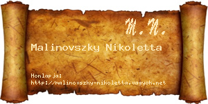 Malinovszky Nikoletta névjegykártya