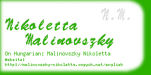nikoletta malinovszky business card